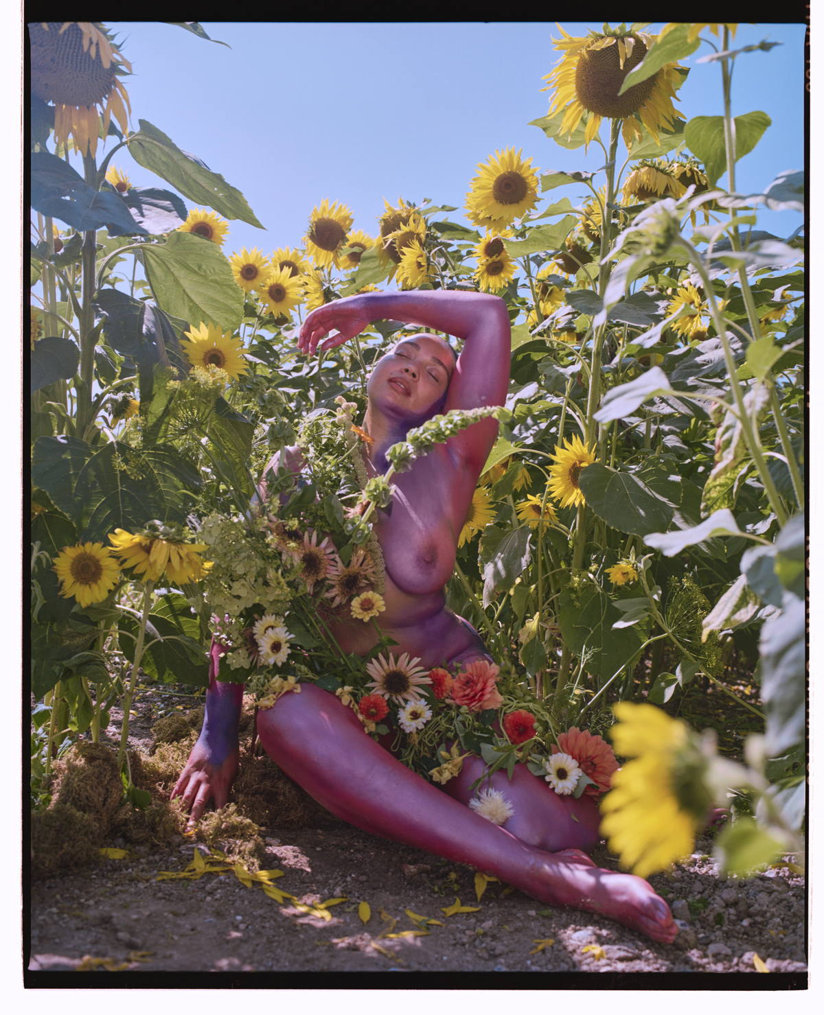 Woman with flowers, from the book Fallen Flowers