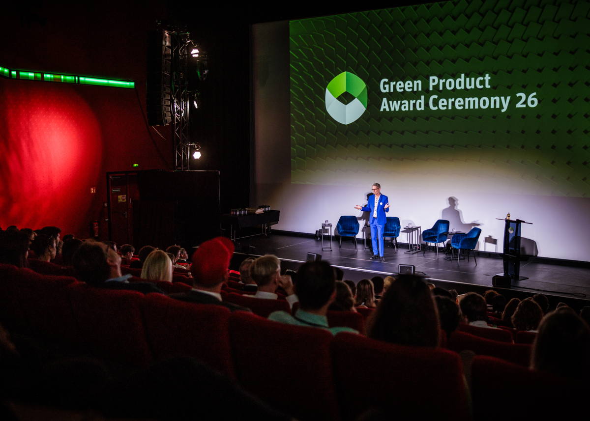 Nils Bader, leading the Green Product Awards 2026 Ceremony at Colosseum, Berlin.