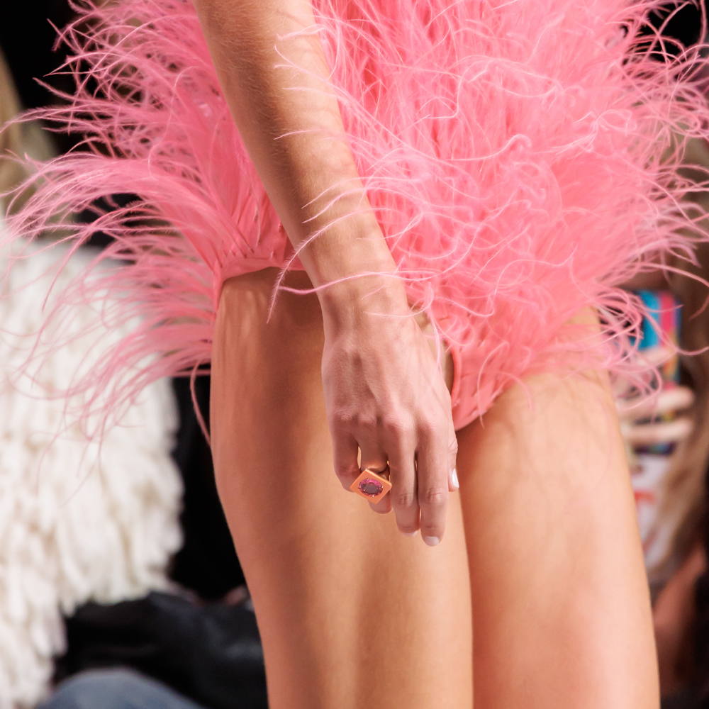 Models wearing biofeathers by Feevers at Stella McCartney SS26 Show.
