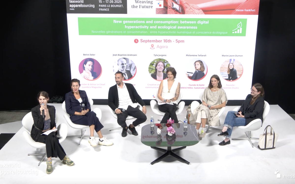 Talk “New Generations and Consumption: between digital hyperactivity and ecological awareness” at Texworld Apparel Sourcing Paris 2025.
