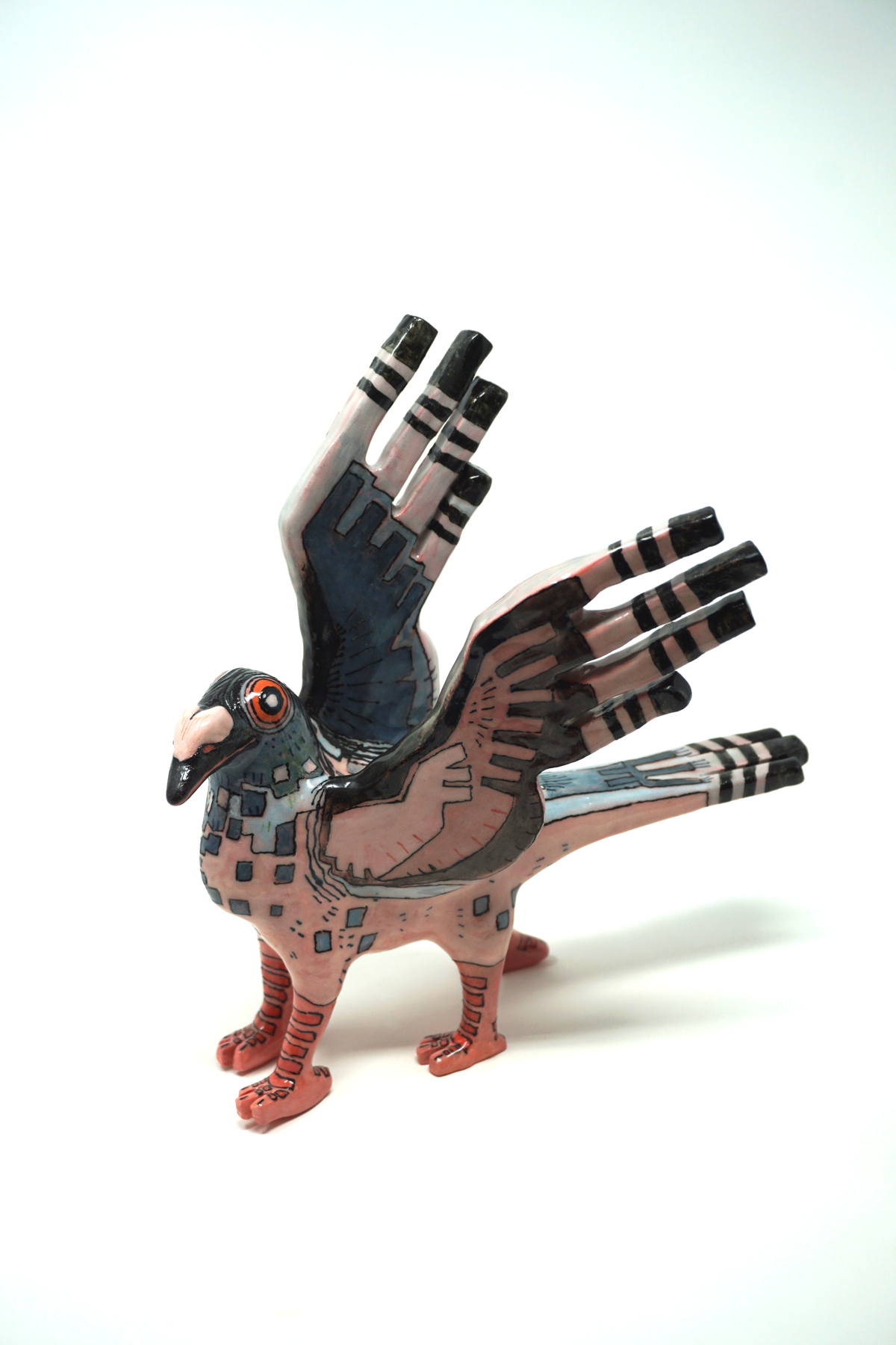 SPIRITUS © Julian Miholics Pigeon Griffin, 2024. Cone 5.5 stoneware, underglaze, glaze | julianmiholics.com @julianmiholics