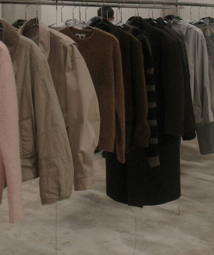 sustainable clothes hanging on a store