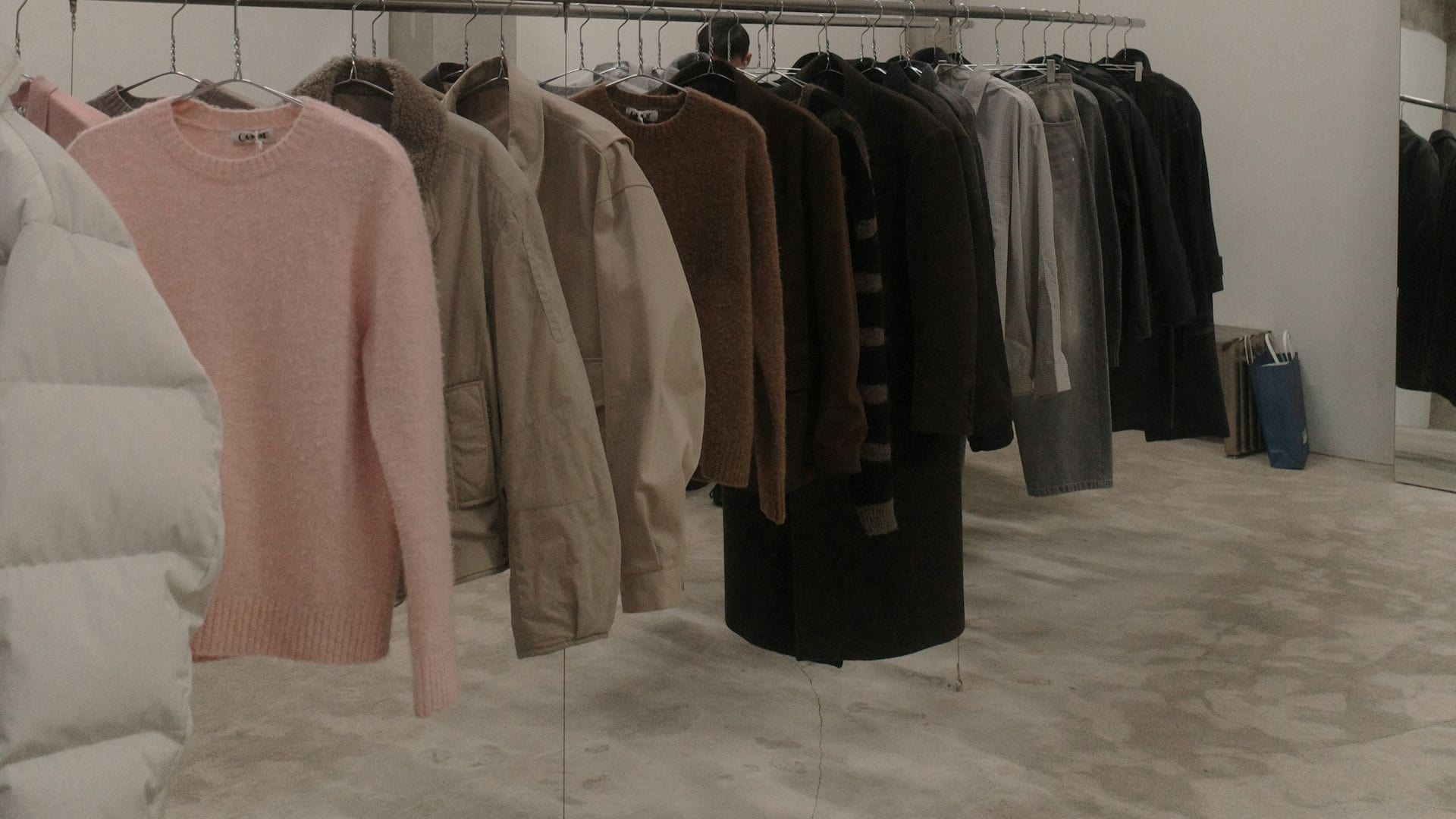 sustainable clothes hanging on a store
