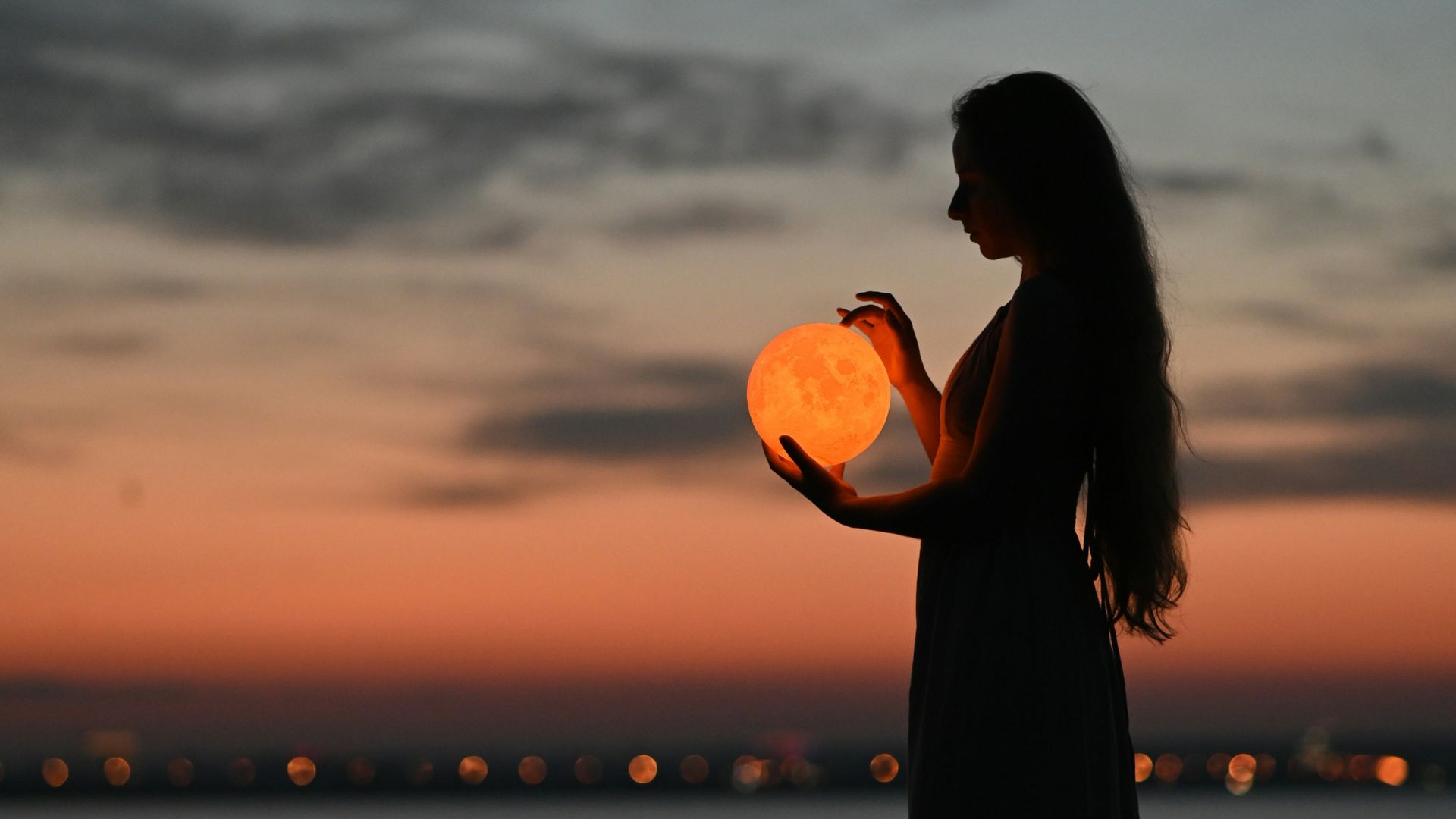 Woman and the moon