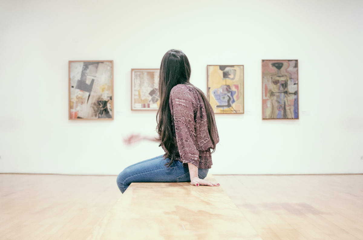 young woman in a art gallery