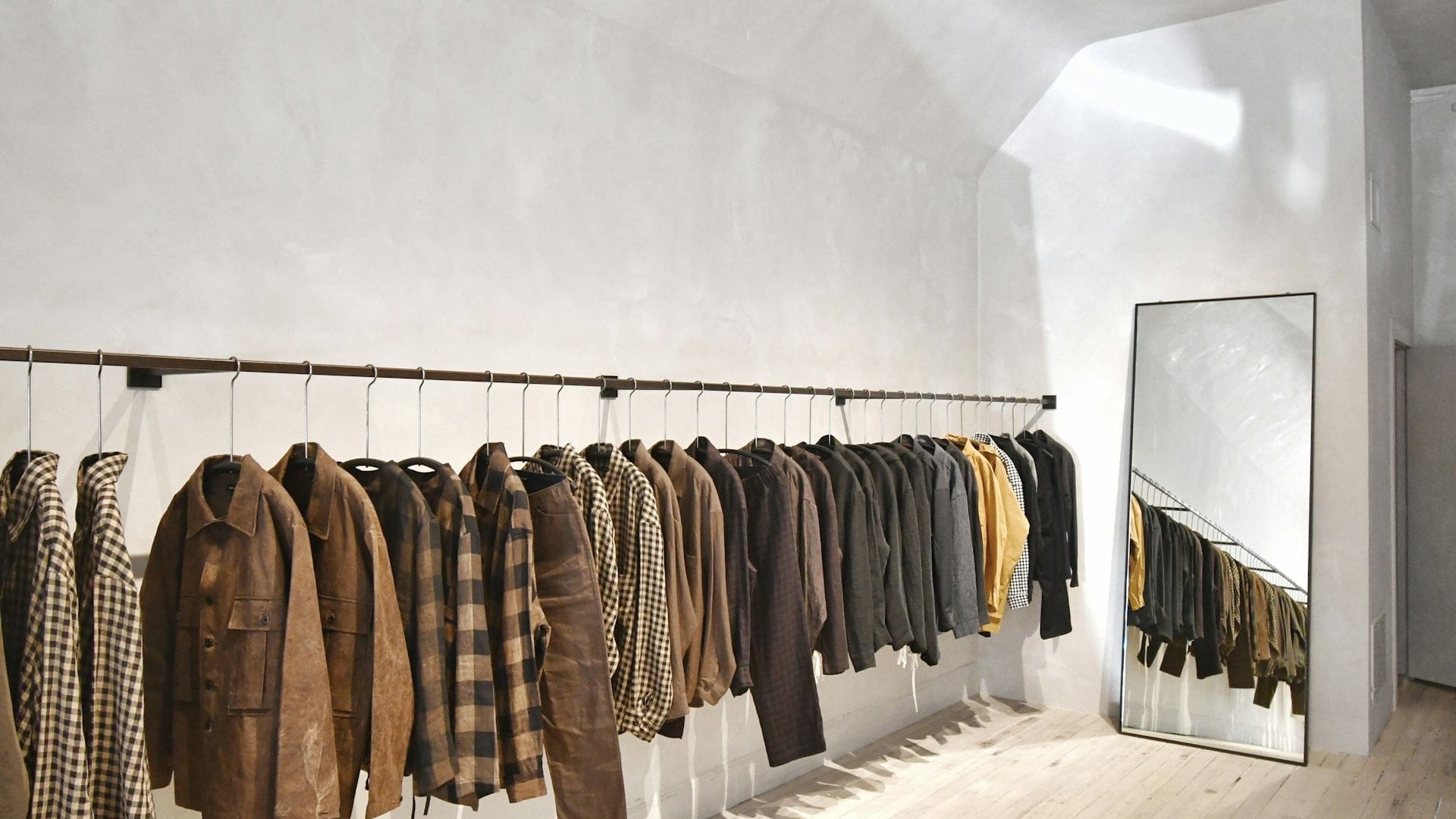 sustainable clothes hanging on a store