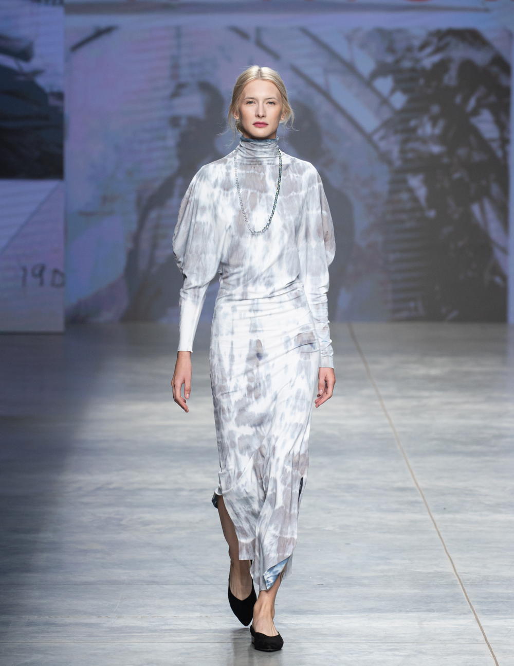K titova, a Sustainable designer showing their SS22 collection at Mercedes-Benz Fashion Week Russia.