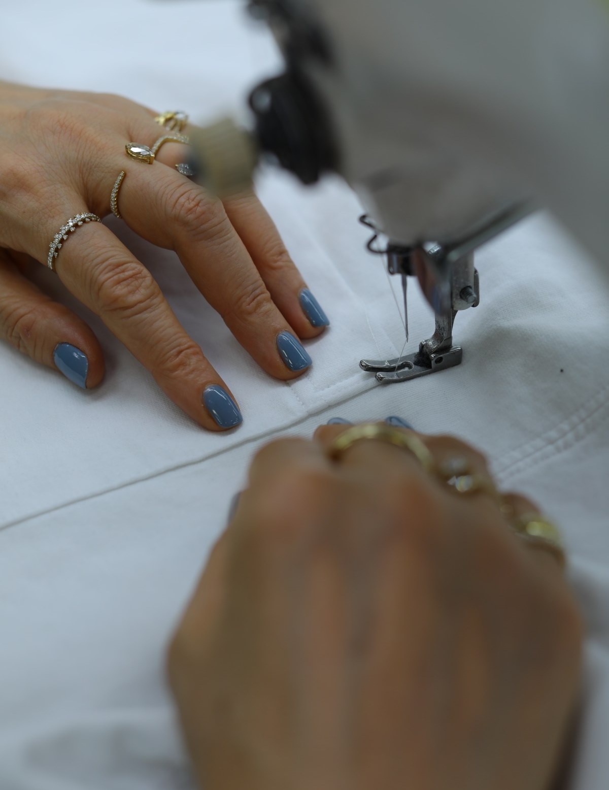 Closeup Of A Person Sewing